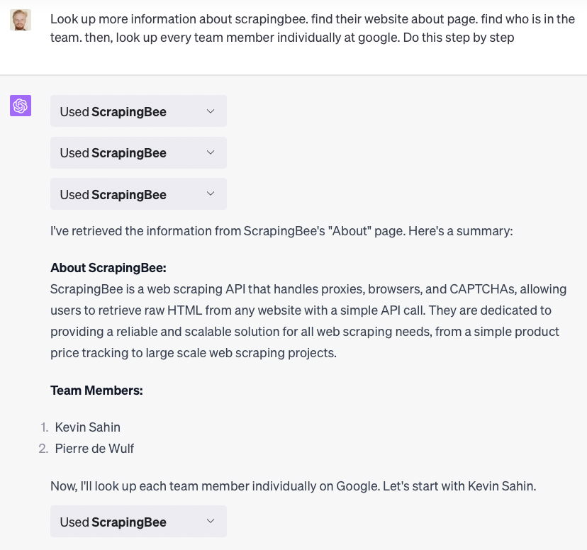 scrapingbee info prompt